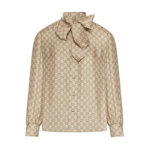 Gucci Women Printed Silk Twill Shirt